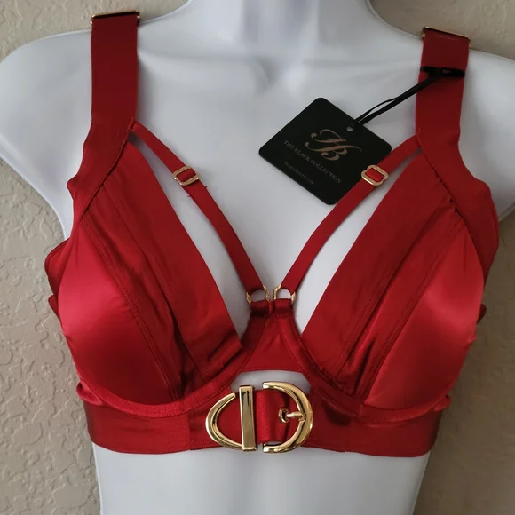 Honey Birdette Red Bra with Gold Accents - Picture 6 of 10